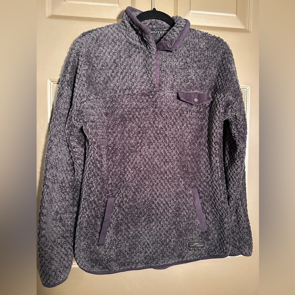 Simply Southern Women’s Quilted Fleece Pullover Dark Gray Sz M